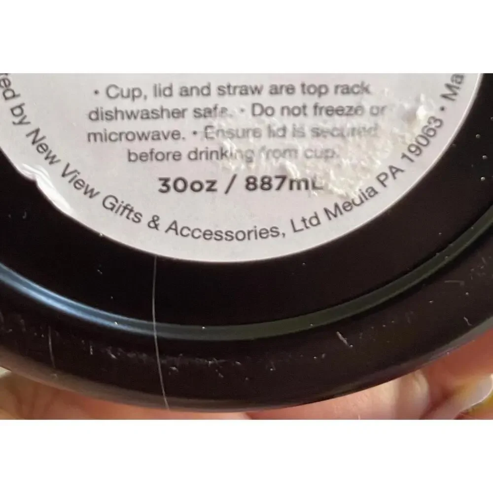 30oz Black Travel Tumbler with Lid and Straw